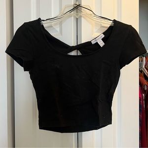 Black Crop Top w/ Cutout at Back